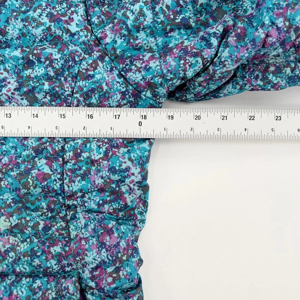 THE NORTH FACE Girls Reversible Mossbud Swirl Puffer Jacket Blue Purple XL 18